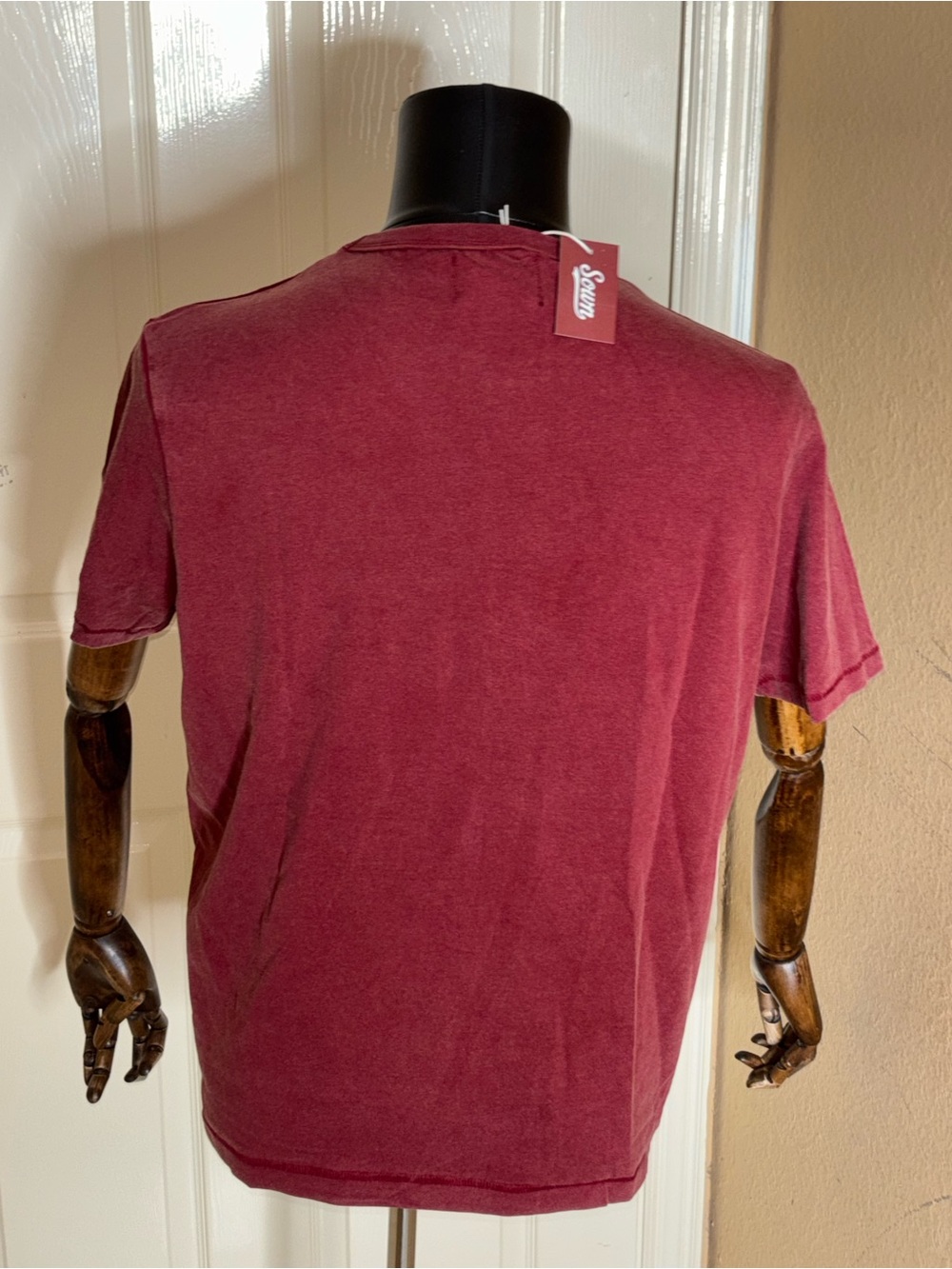 New Sown Again Vintage Half Crop Men’s Merlot Shirt XL - Picture 2 of 7